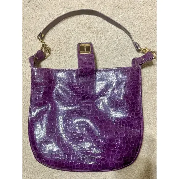 Gianni Bini Large Purple Leather Bag - Picture 6 of 16